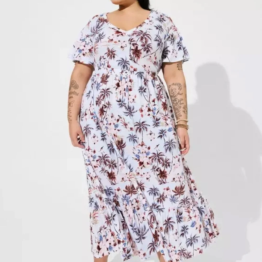 Maxi Cotton Slub Babydoll Beach Dress - Picture 1 of 5